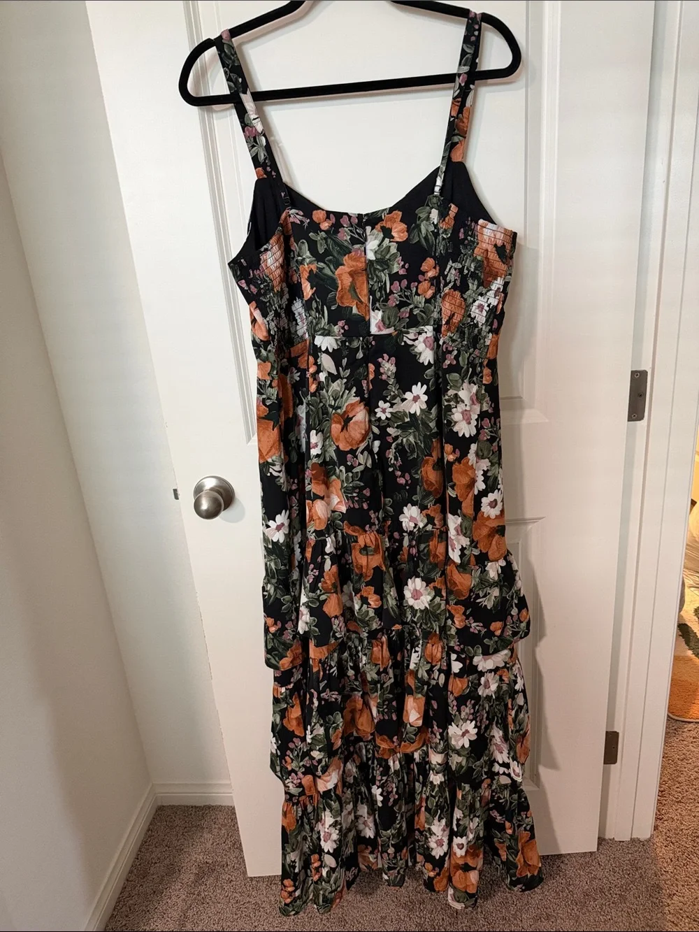 Abercrombie & Fitch Black Maxi Dress with Orange & White Floral Print